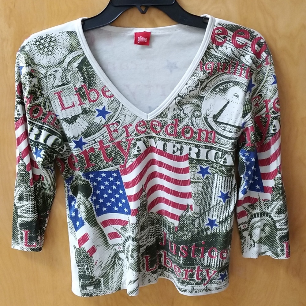 Glima Women's Red/White/Blue America 3/4 Sleeve